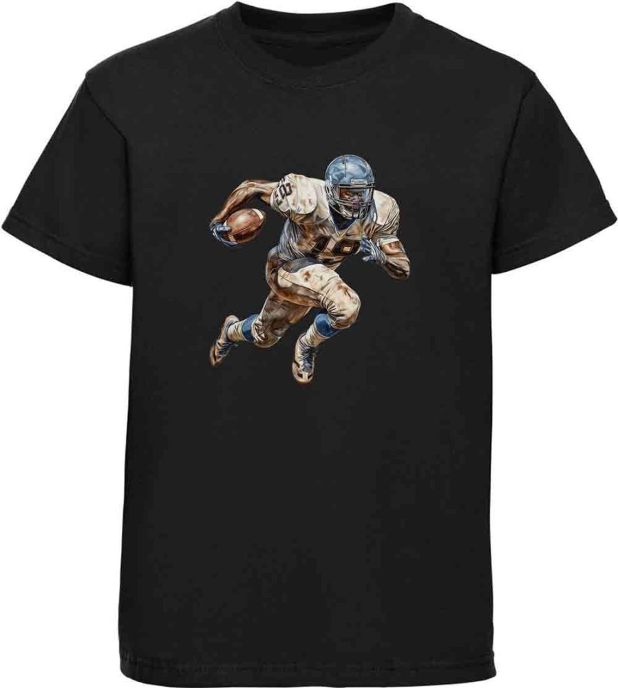 Kinder T-Shirt American Football Spieler mit Ball in Ölfarben